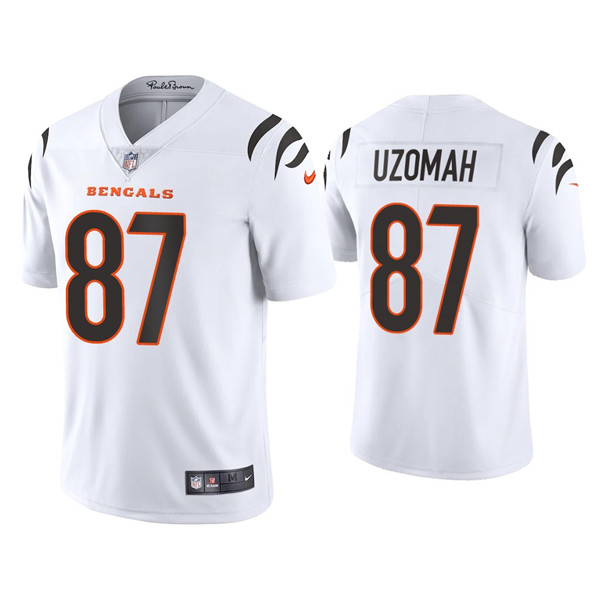 Men's Cincinnati Bengals #87 C.J. Uzomah 2021 New White Vapor Untouchable Limited Stitched Jersey